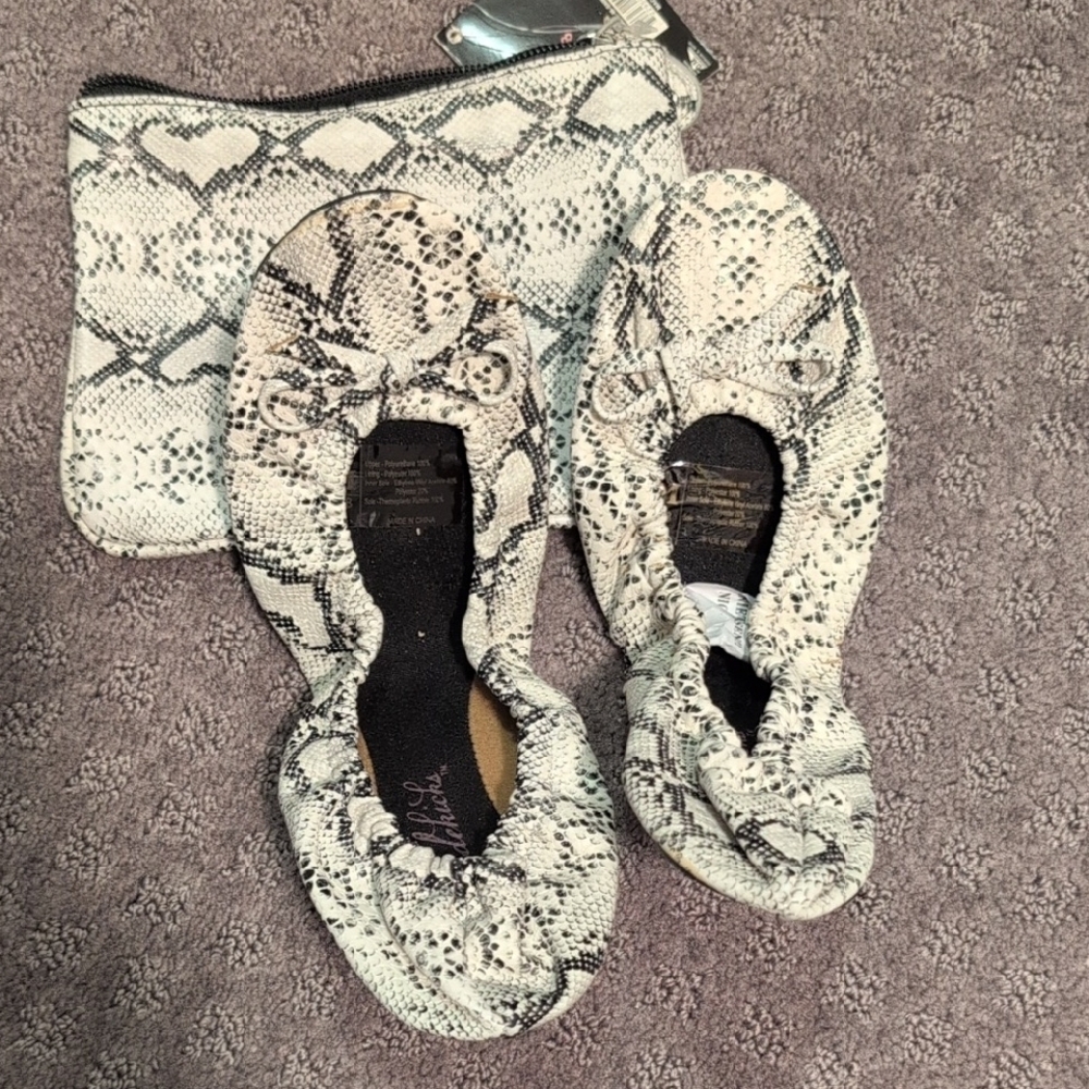 Gray and Black Snakeskin Pattern Flats